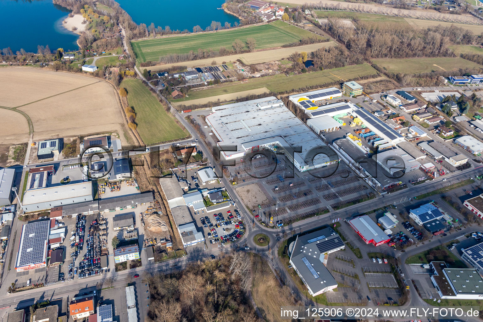 Nachtweide industrial area, E center Stiegler in the district Ludwigshof in Speyer in the state Rhineland-Palatinate, Germany