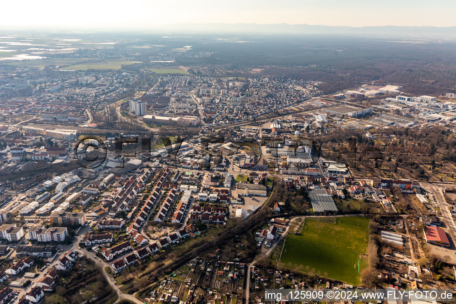 Aerial view of West in the district Burgfeld in Speyer in the state Rhineland-Palatinate, Germany