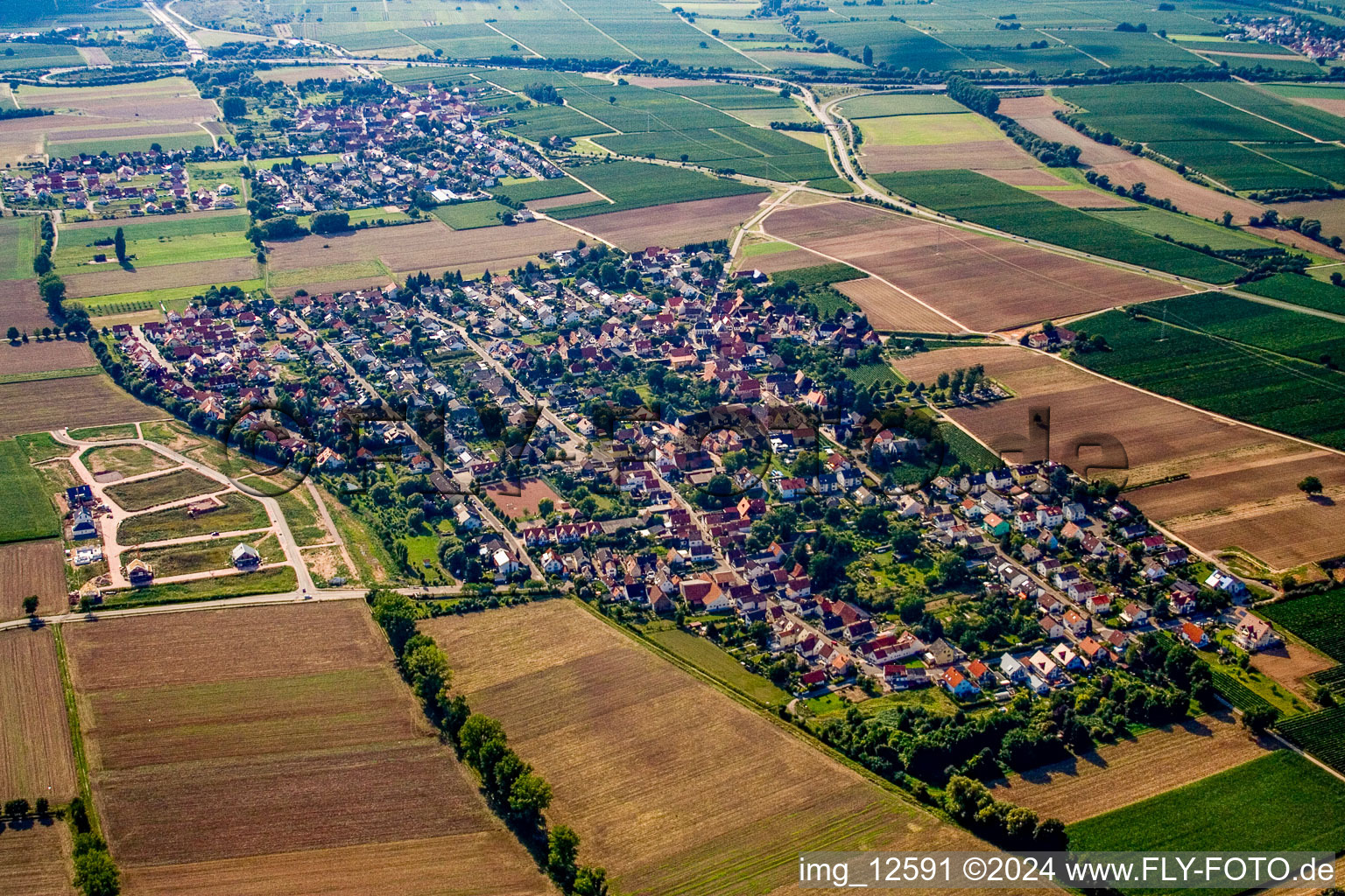 Town View of the streets and houses of the residential areas in Bornheim in the state Rhineland-Palatinate