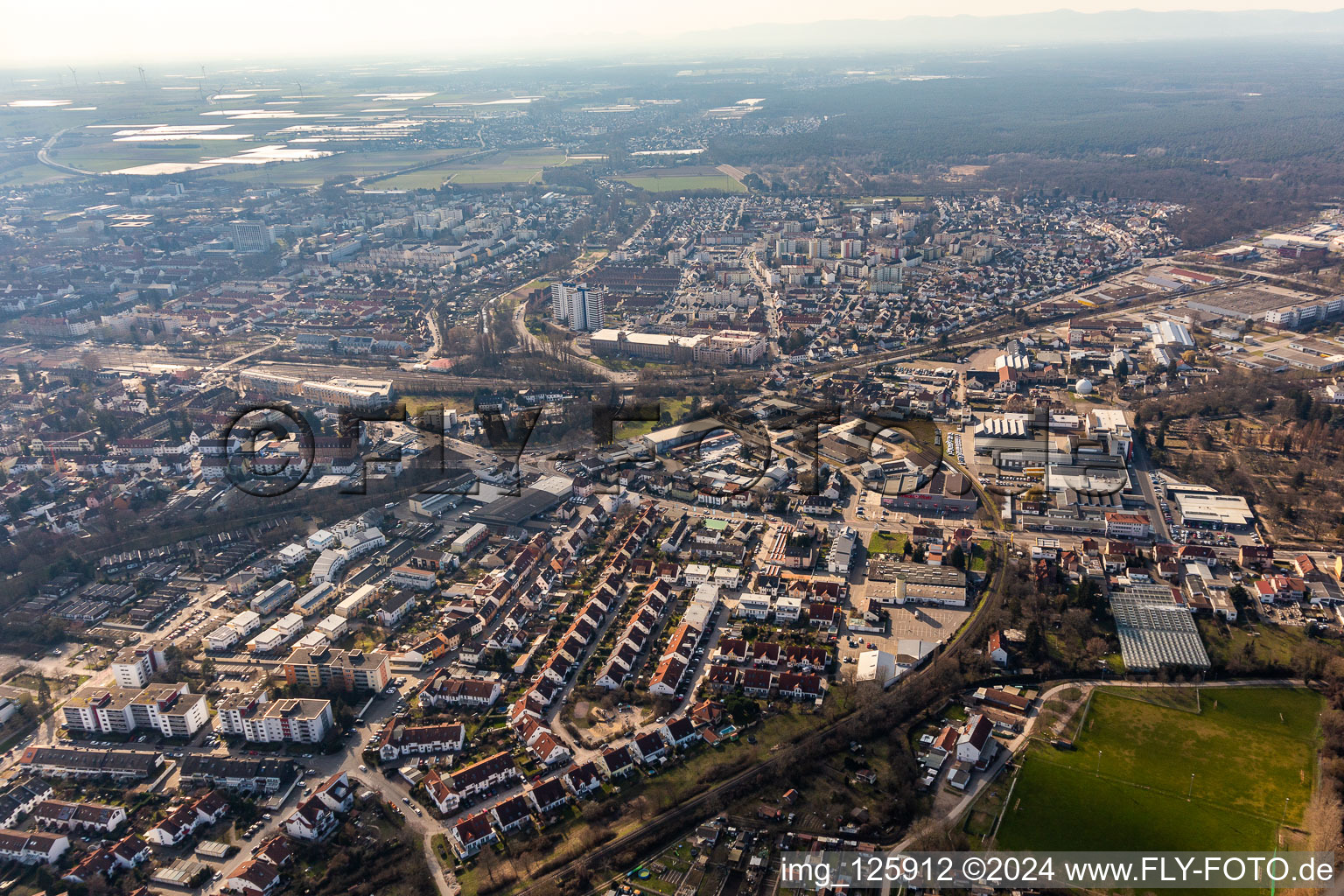 Aerial photograpy of West in the district Burgfeld in Speyer in the state Rhineland-Palatinate, Germany