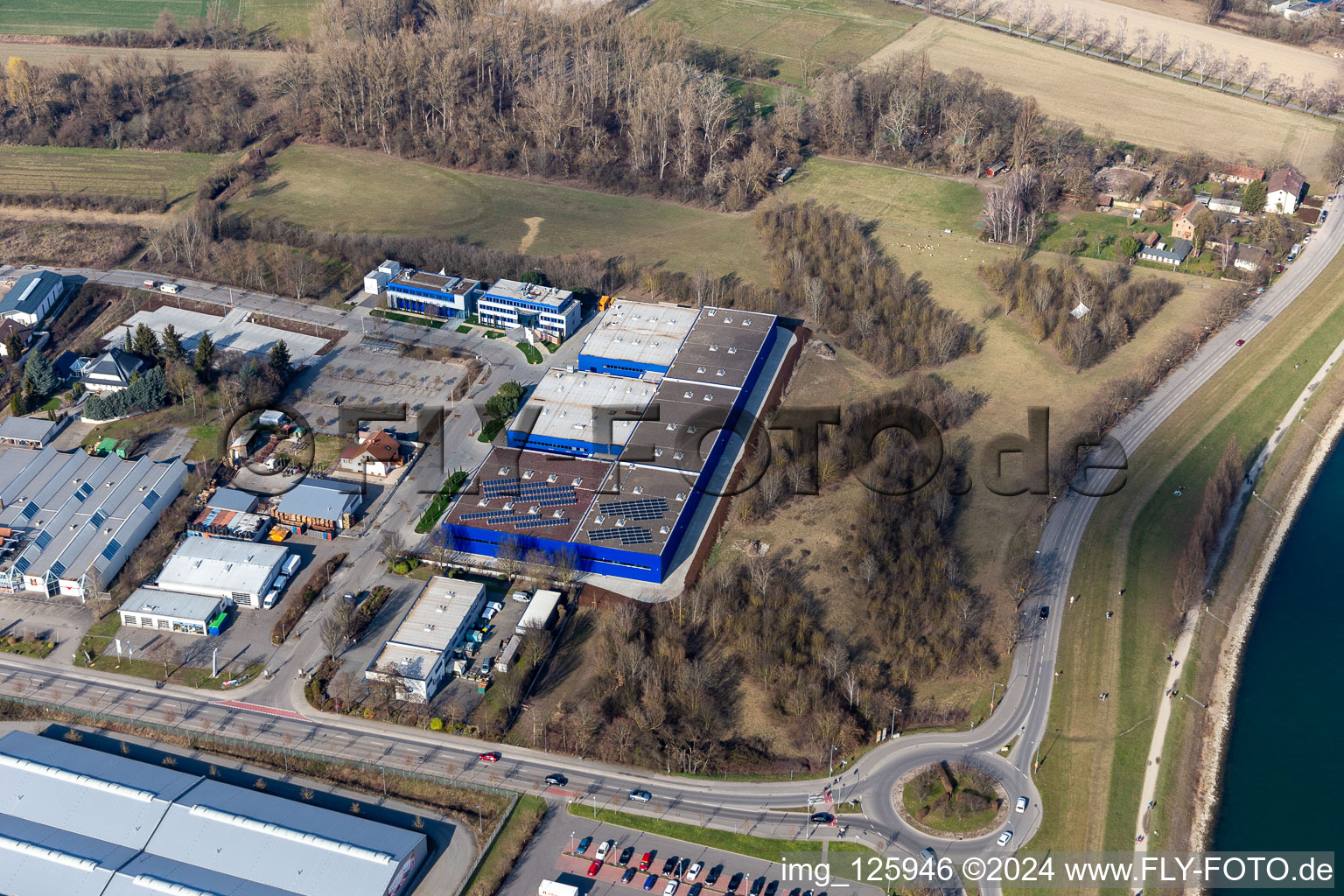 Building and production halls on the premises of Fohmann & Sachon GmbH & Co. KG An d. Hofweide in Speyer in the state Rhineland-Palatinate, Germany