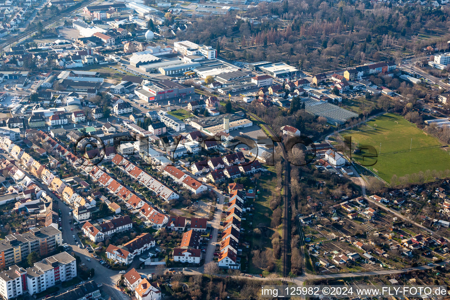 Oblique view of Former Promarkt site Am Rabensteinerweg in Speyer in the state Rhineland-Palatinate, Germany