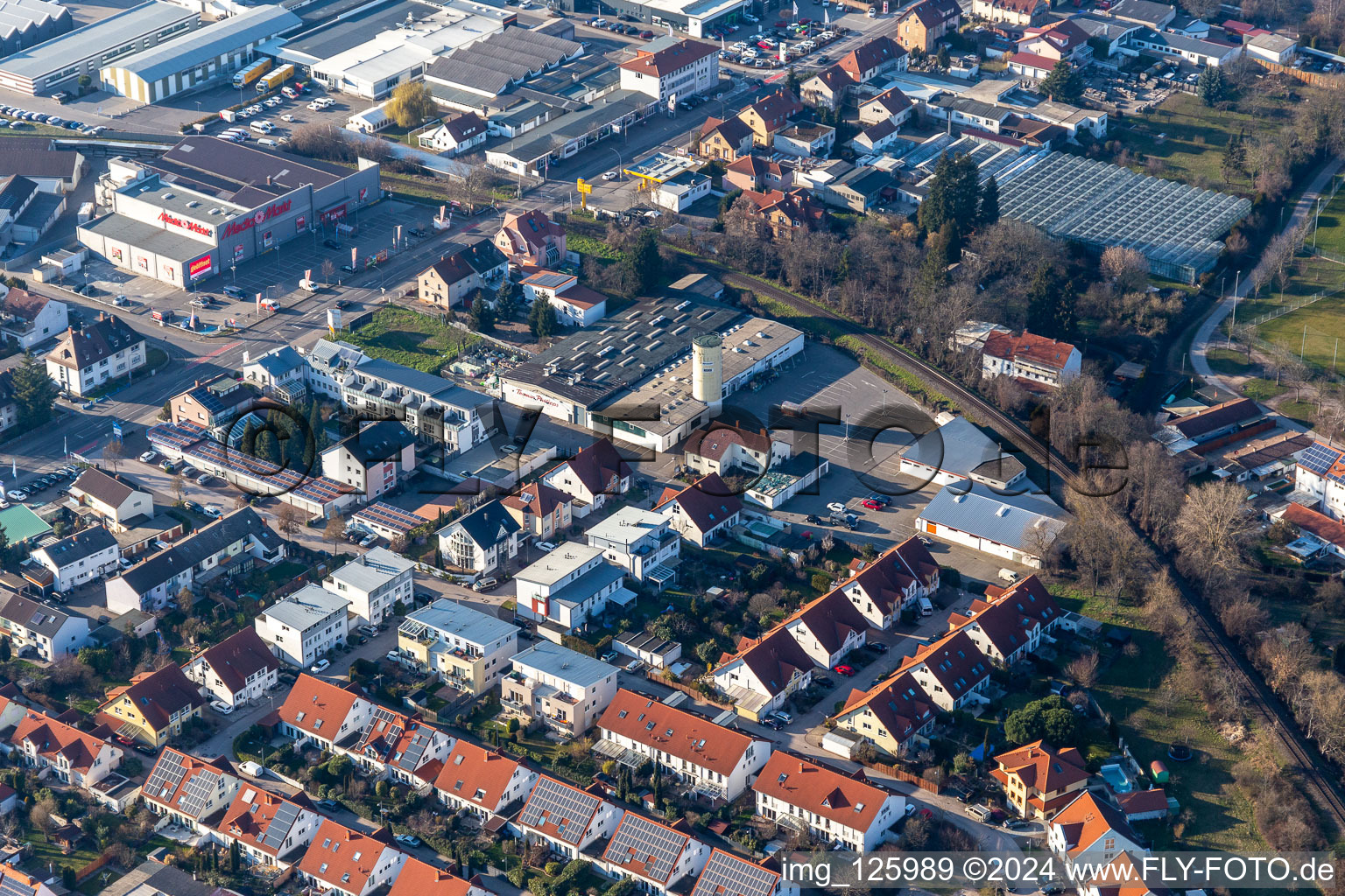 Former Promarkt site Am Rabensteinerweg in Speyer in the state Rhineland-Palatinate, Germany from above