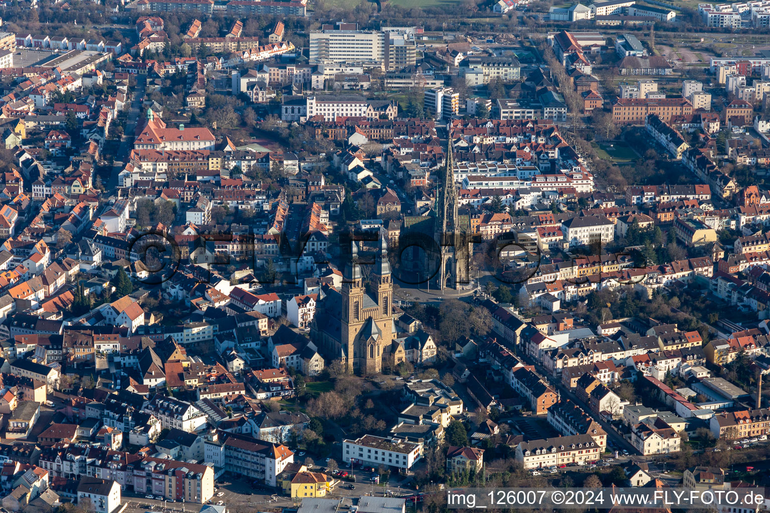 Church building in Protestation and the Catholic Church of St. Joseph of downtown in Speyer in the state Rhineland-Palatinate, Germany