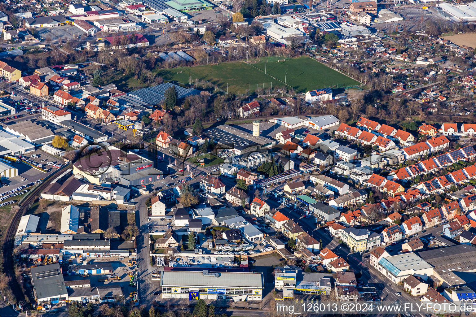 Oblique view of Wormser Landstr in Speyer in the state Rhineland-Palatinate, Germany