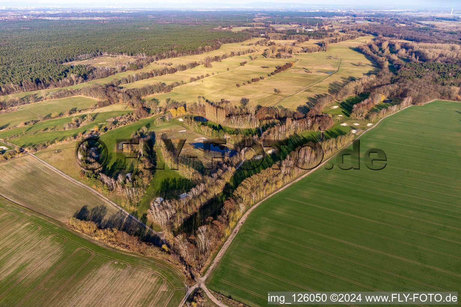 Aerial photograpy of Grounds of the Golf course at Golf-Club Palatinate in the district Geinsheim in Neustadt an der Weinstrasse in the state Rhineland-Palatinate