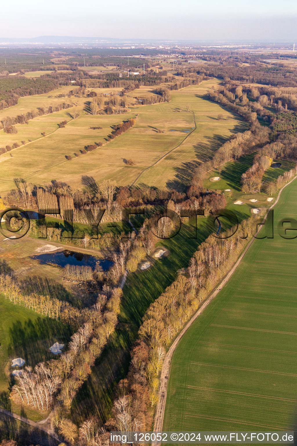 Oblique view of Grounds of the Golf course at Golf-Club Palatinate in the district Geinsheim in Neustadt an der Weinstrasse in the state Rhineland-Palatinate