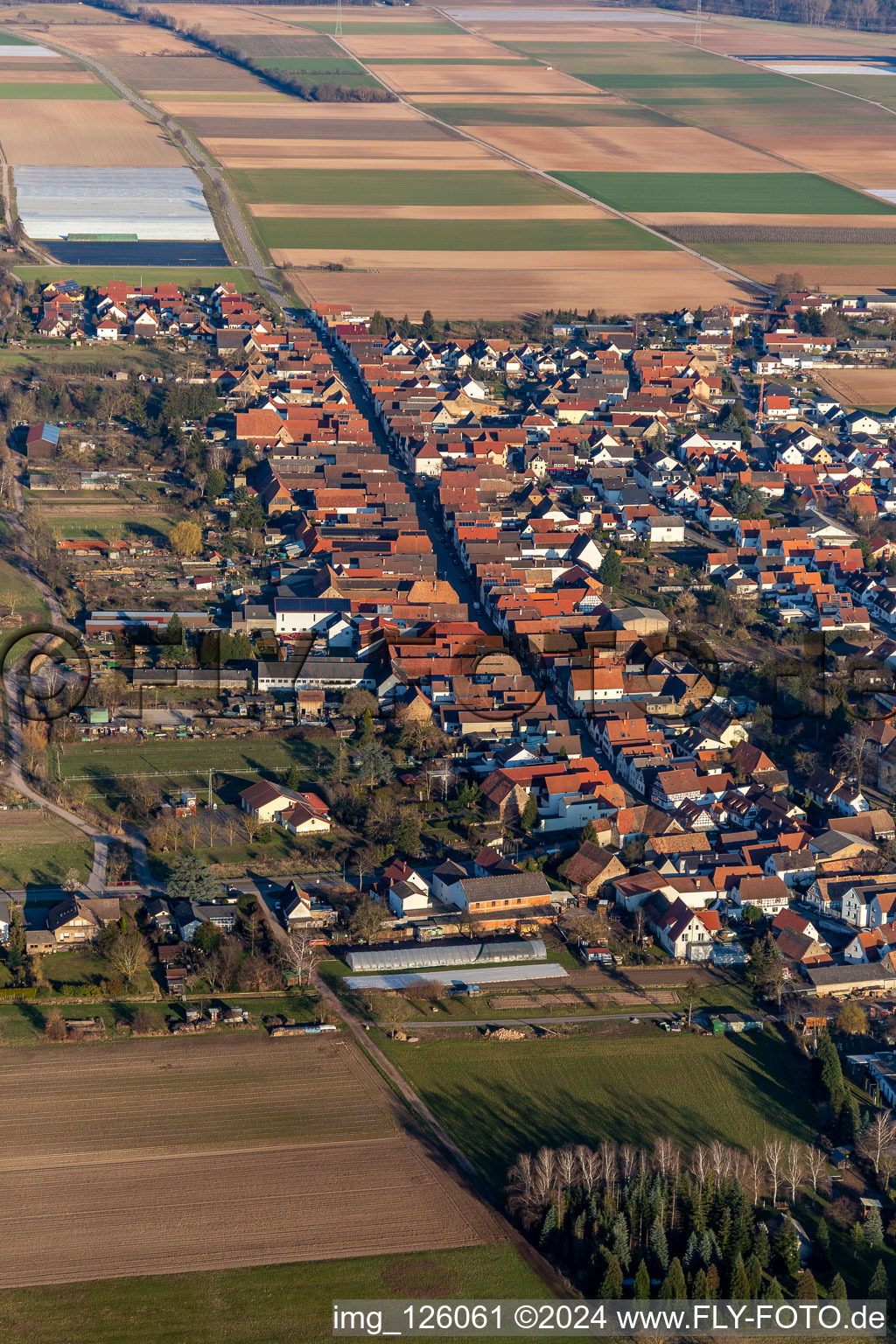 Gommersheim in the state Rhineland-Palatinate, Germany viewn from the air