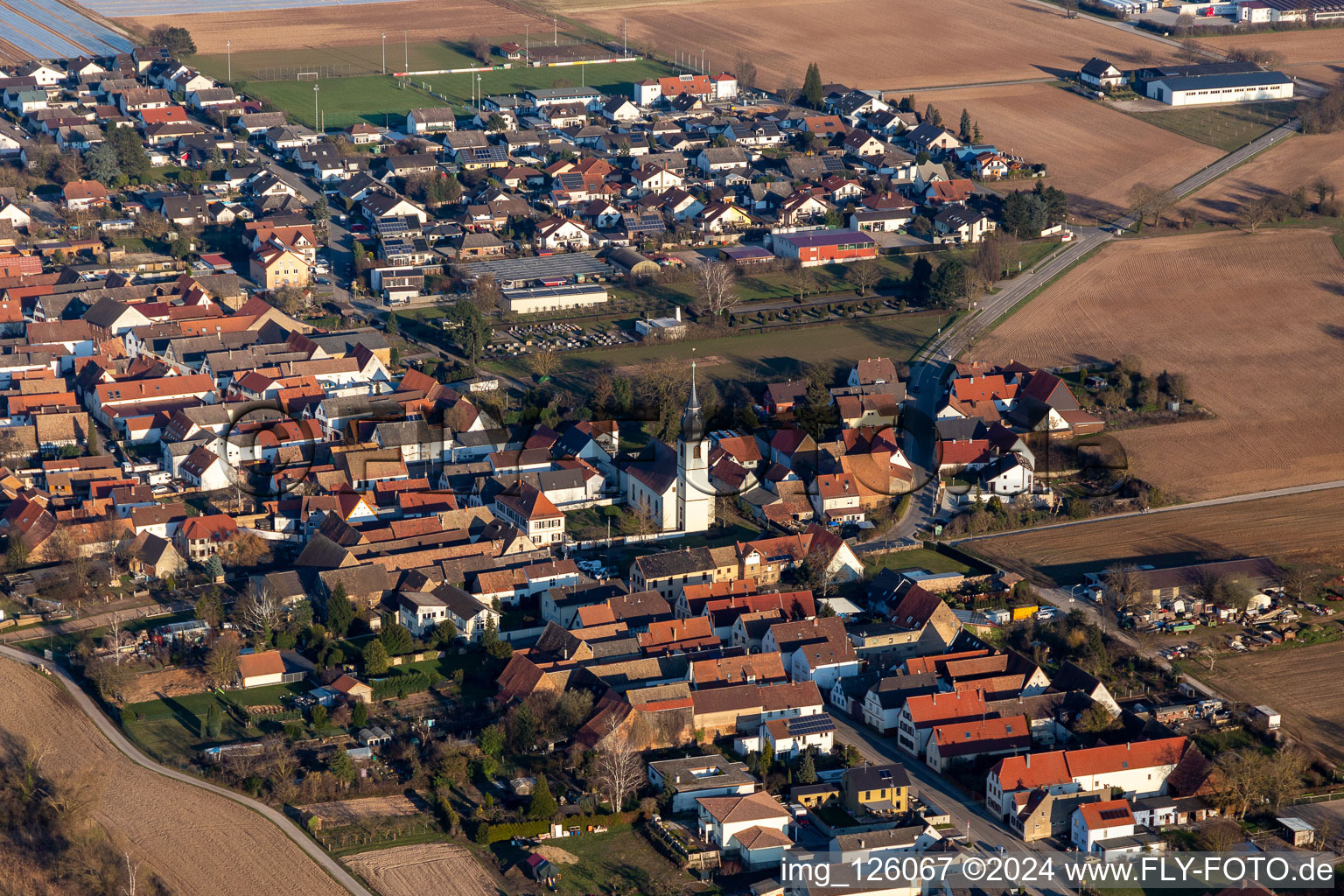 Drone recording of Freisbach in the state Rhineland-Palatinate, Germany