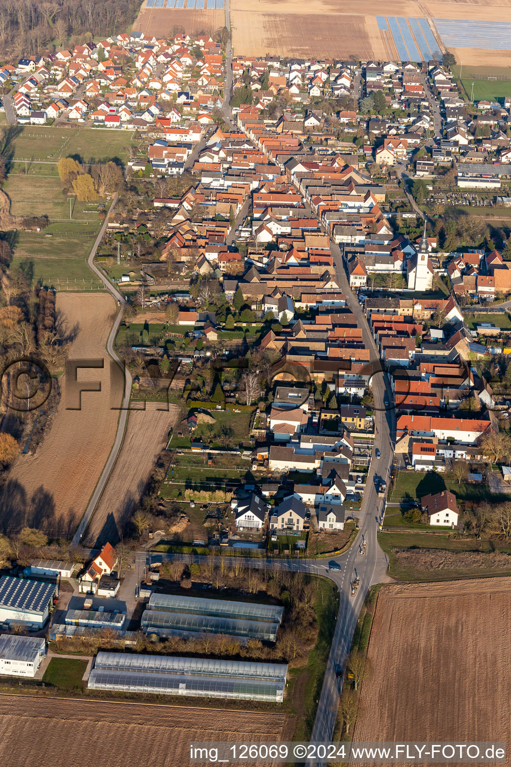 Village view arround the main road in Freisbach in the state Rhineland-Palatinate, Germany