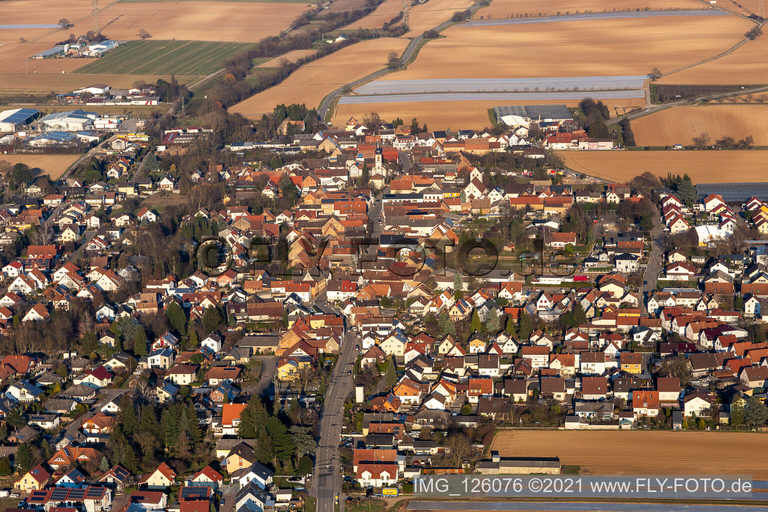 Weingarten in the state Rhineland-Palatinate, Germany seen from a drone