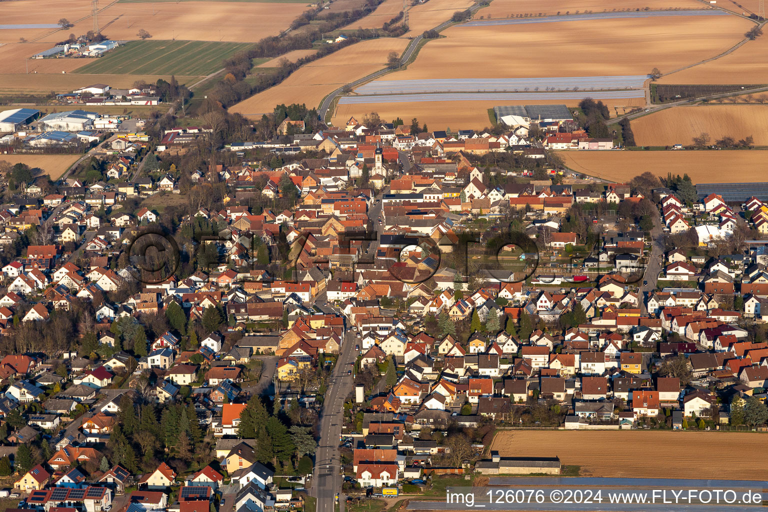 Weingarten in the state Rhineland-Palatinate, Germany seen from a drone