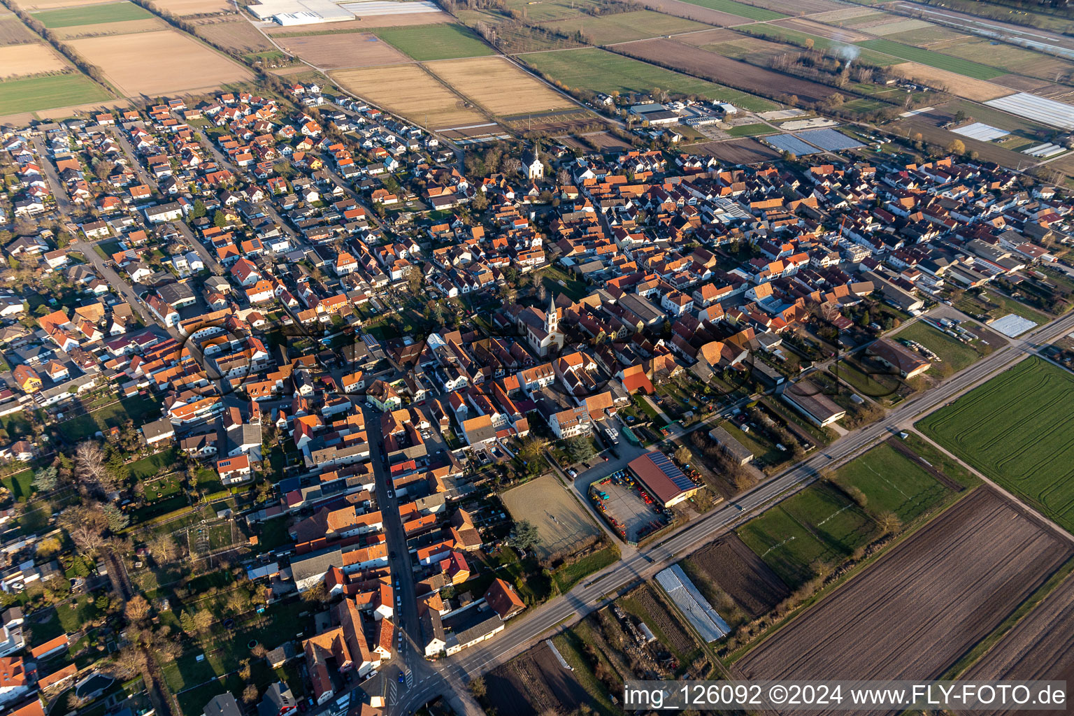 Aerial photograpy of Zeiskam in the state Rhineland-Palatinate, Germany