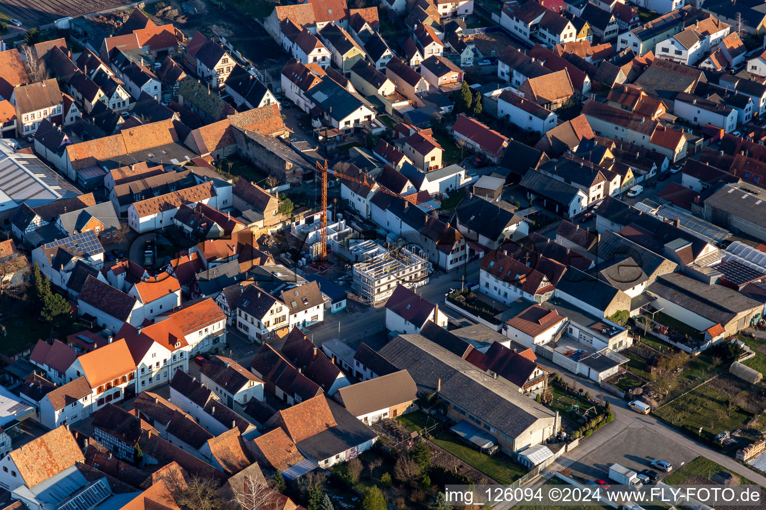 Zeiskam in the state Rhineland-Palatinate, Germany from the plane