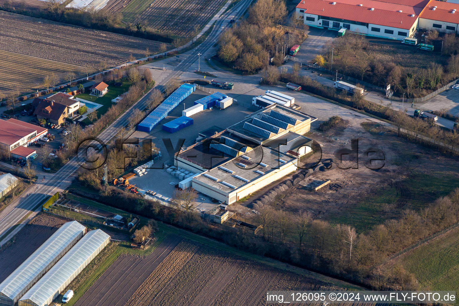 Bird's eye view of Zeiskam in the state Rhineland-Palatinate, Germany