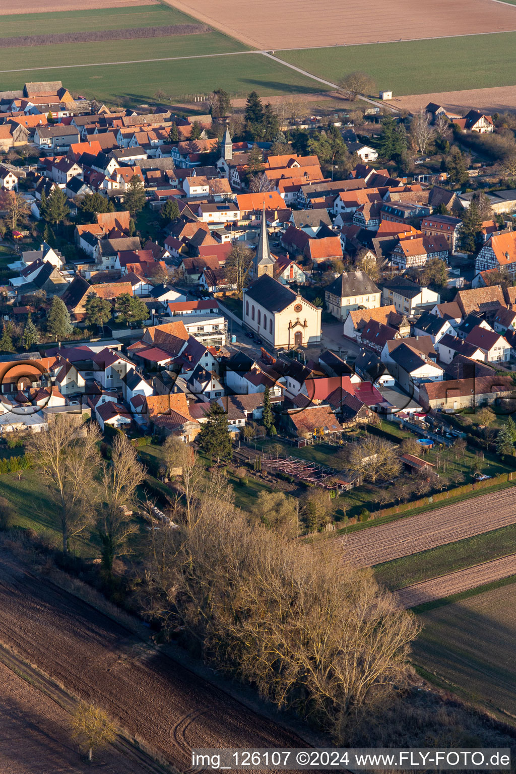 Church building in the village of in Knittelsheim in the state Rhineland-Palatinate, Germany