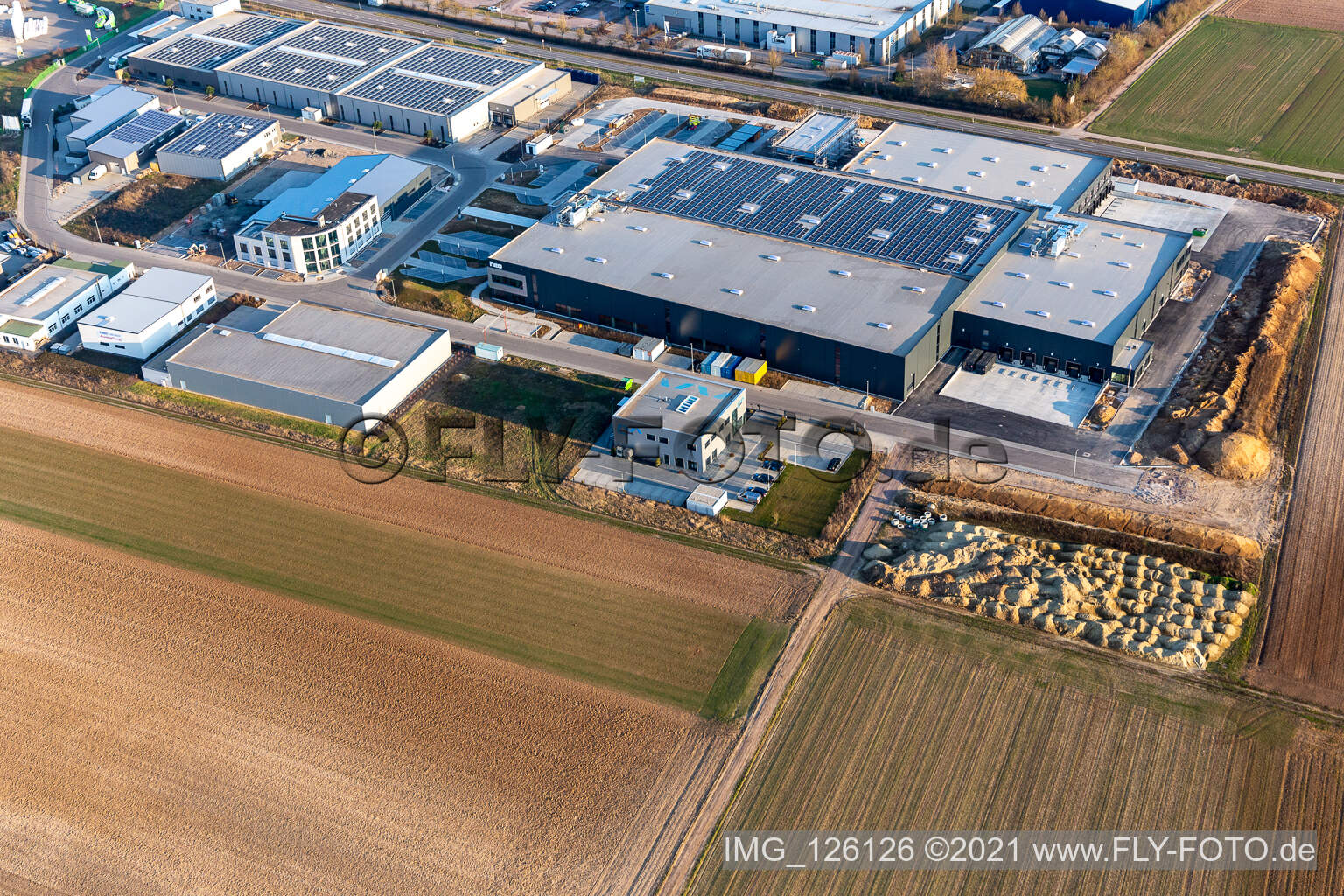 Aerial view of Hey in the district Herxheim in Herxheim bei Landau in the state Rhineland-Palatinate, Germany