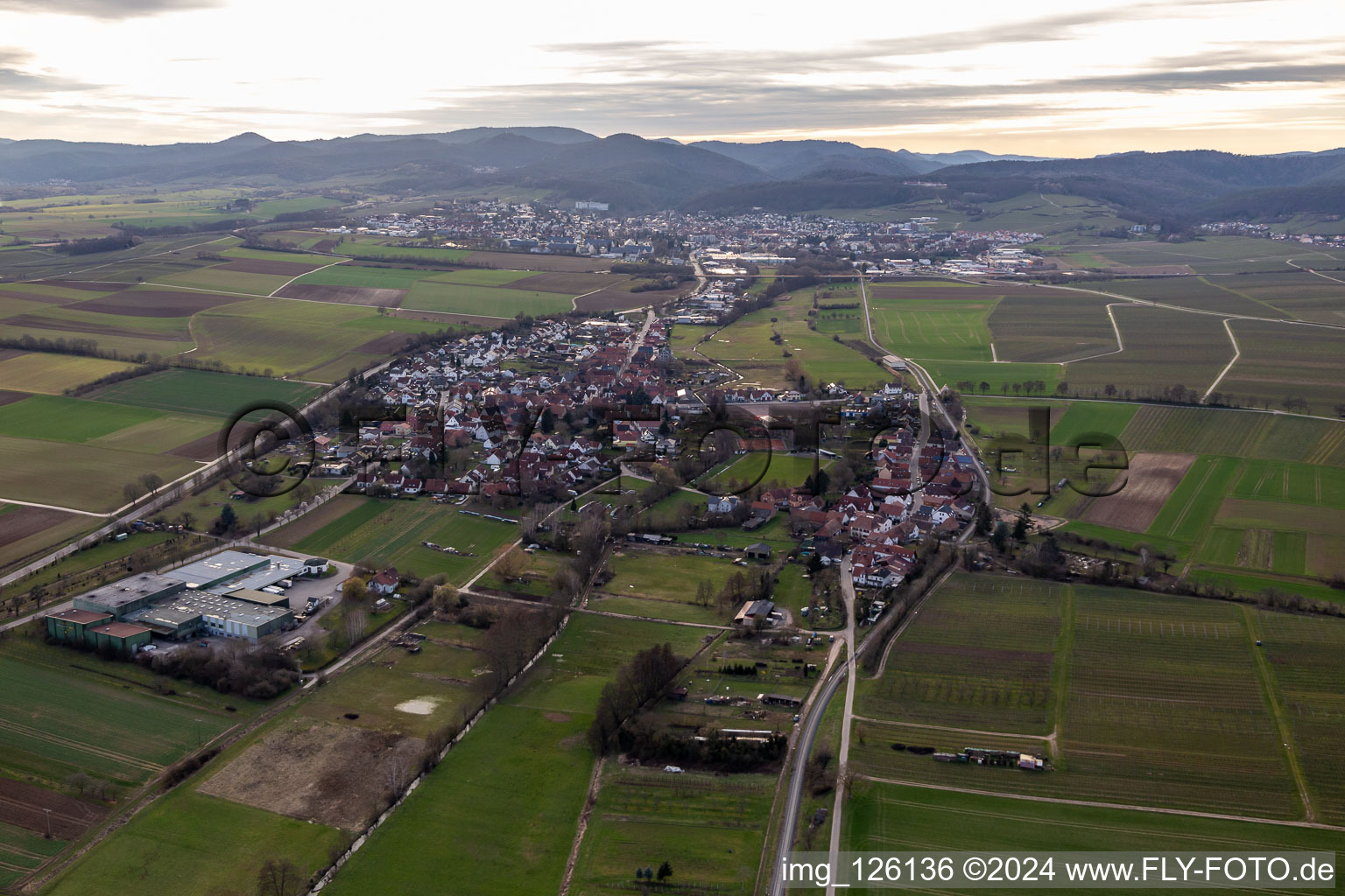 District Drusweiler in Kapellen-Drusweiler in the state Rhineland-Palatinate, Germany from the plane