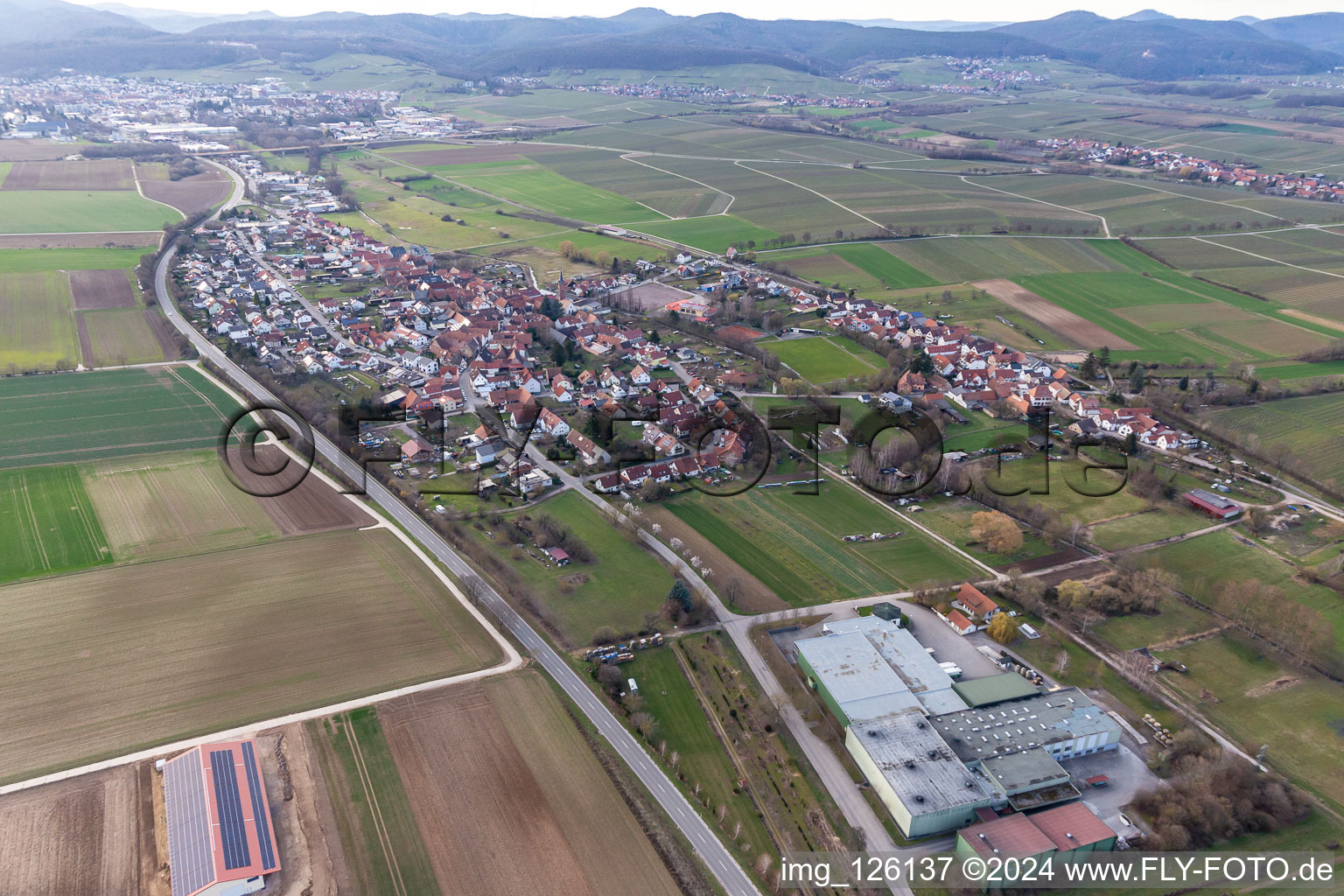 District Kapellen in Kapellen-Drusweiler in the state Rhineland-Palatinate, Germany from the drone perspective