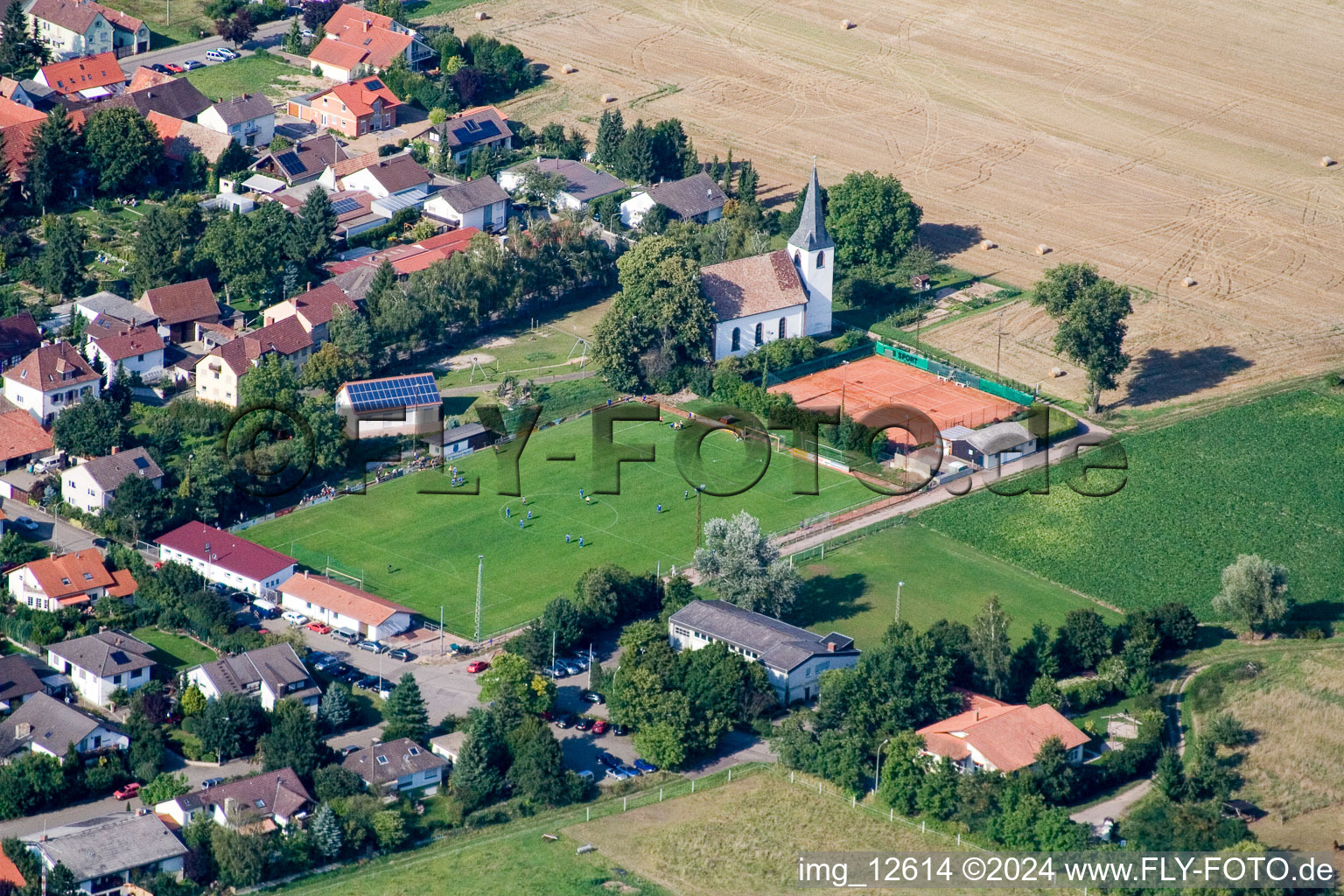 Churches building the chapel at soccer-field in Altdorf in the state Rhineland-Palatinate