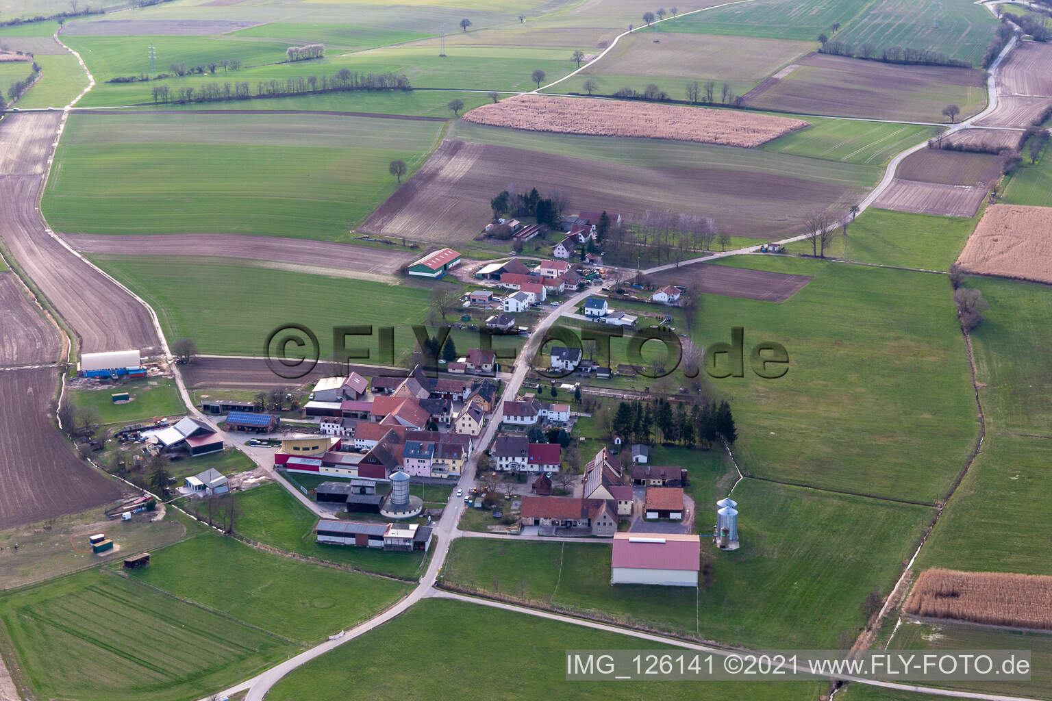 Drone recording of District Deutschhof in Kapellen-Drusweiler in the state Rhineland-Palatinate, Germany