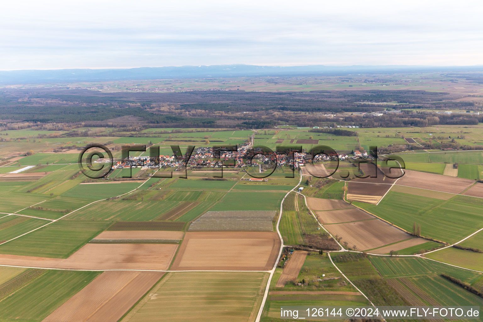 Drone recording of Schweighofen in the state Rhineland-Palatinate, Germany