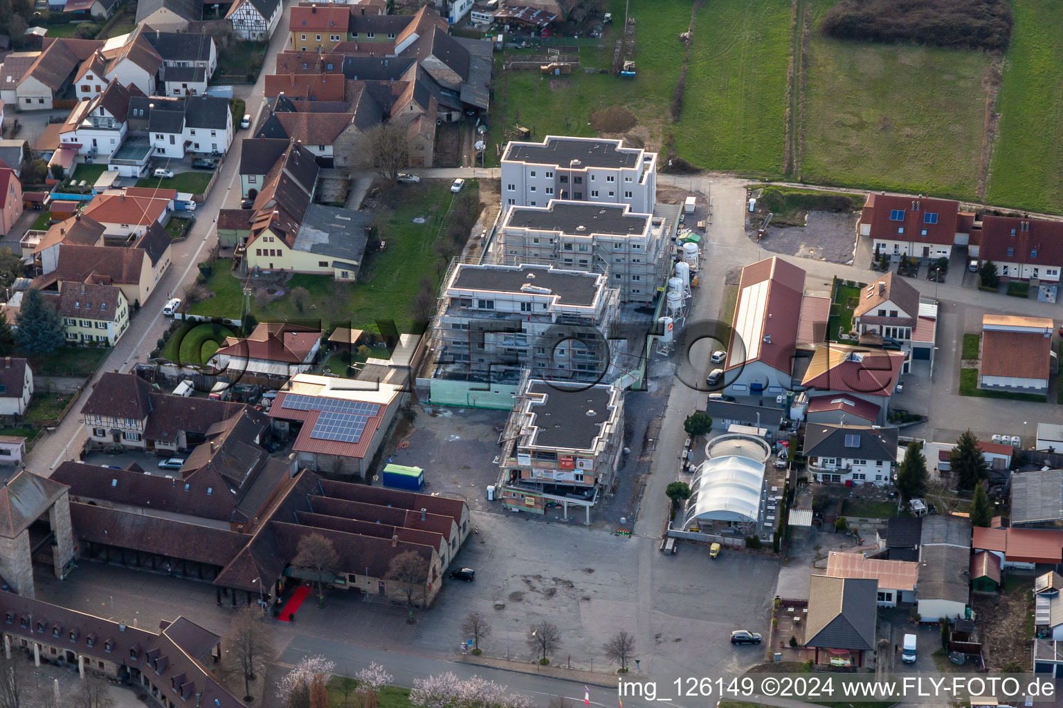 Aerial photograpy of New buildings Sylvanerstr in the district Schweigen in Schweigen-Rechtenbach in the state Rhineland-Palatinate, Germany