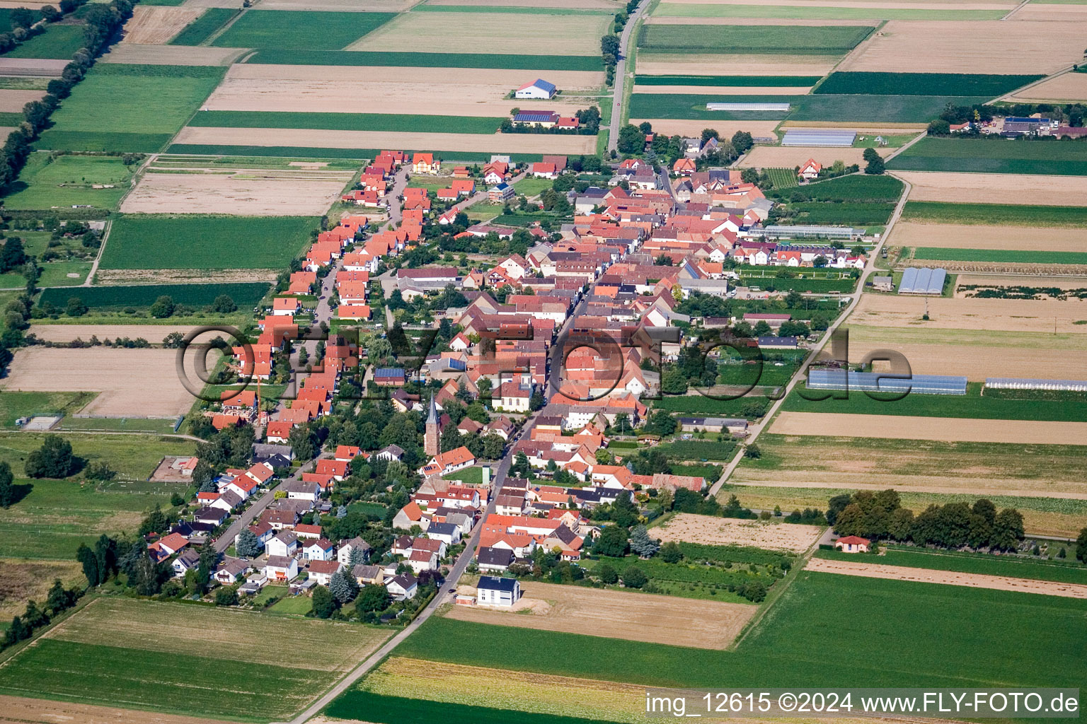 Aerial photograpy of Village view in Böbingen in the state Rhineland-Palatinate, Germany