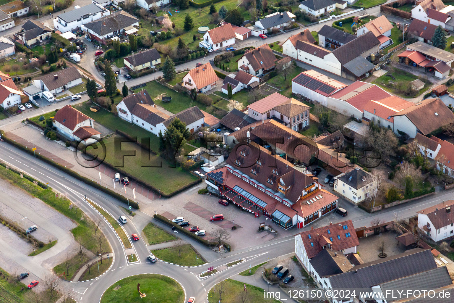 Complex of the hotel building of Hotel Schweigener Hof in Schweigen-Rechtenbach in the state Rhineland-Palatinate, Germany