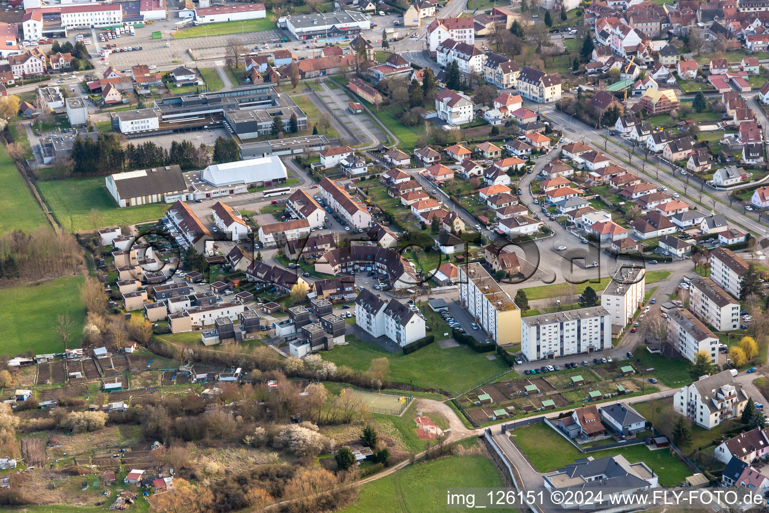 Oblique view of Wissembourg in the state Bas-Rhin, France