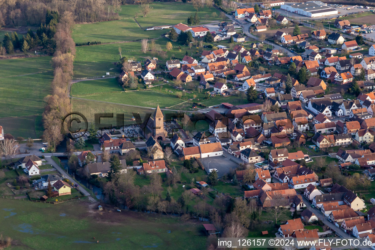 Aerial photograpy of Saint Ulrich in the district Altenstadt in Wissembourg in the state Bas-Rhin, France