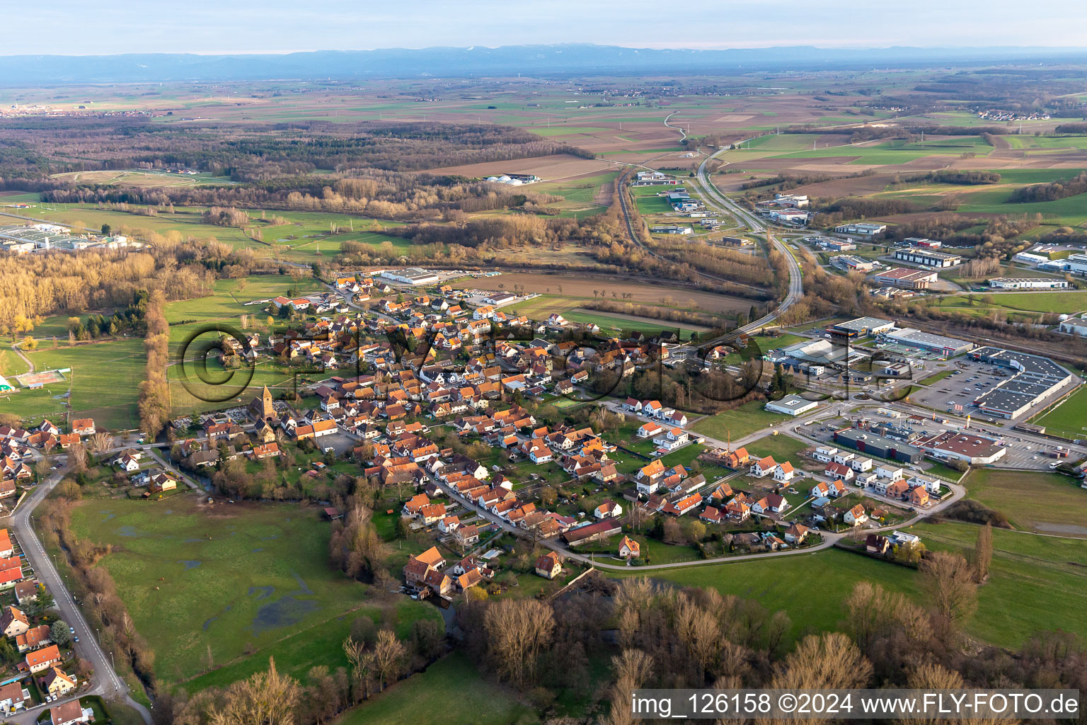 District Altenstadt in Wissembourg in the state Bas-Rhin, France seen from a drone