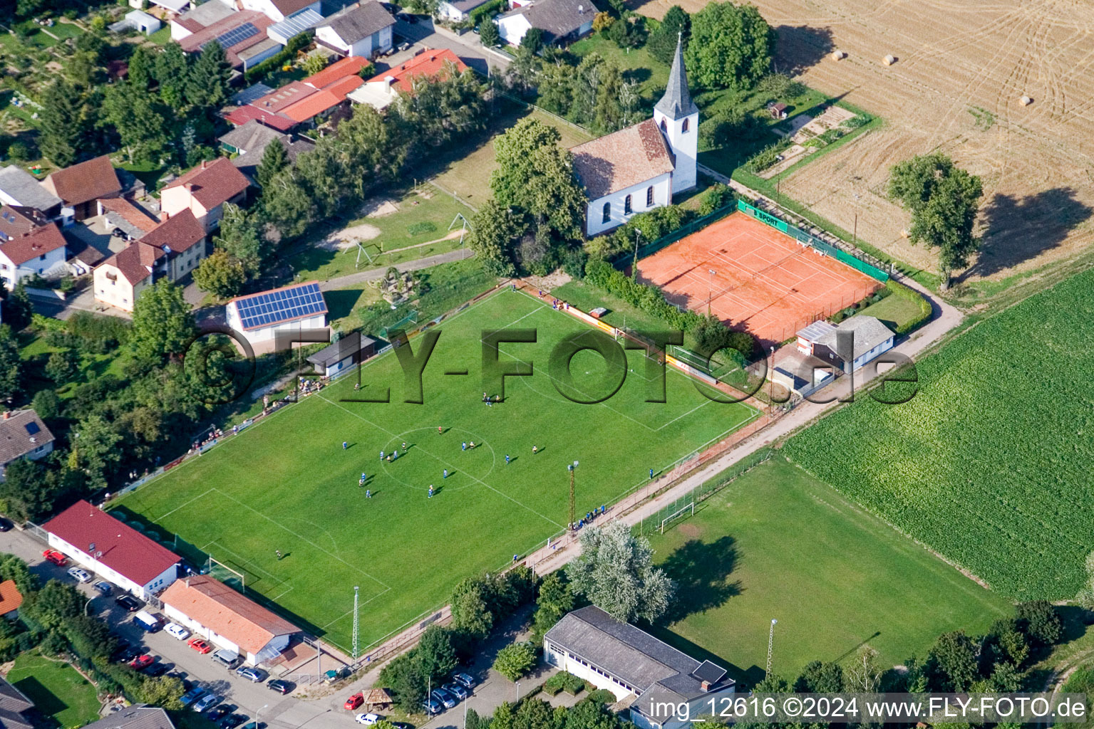 Football field in Altdorf in the state Rhineland-Palatinate, Germany