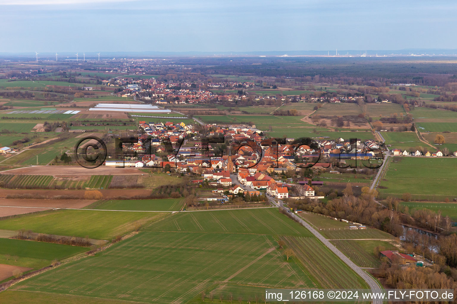 Drone image of Schweighofen in the state Rhineland-Palatinate, Germany