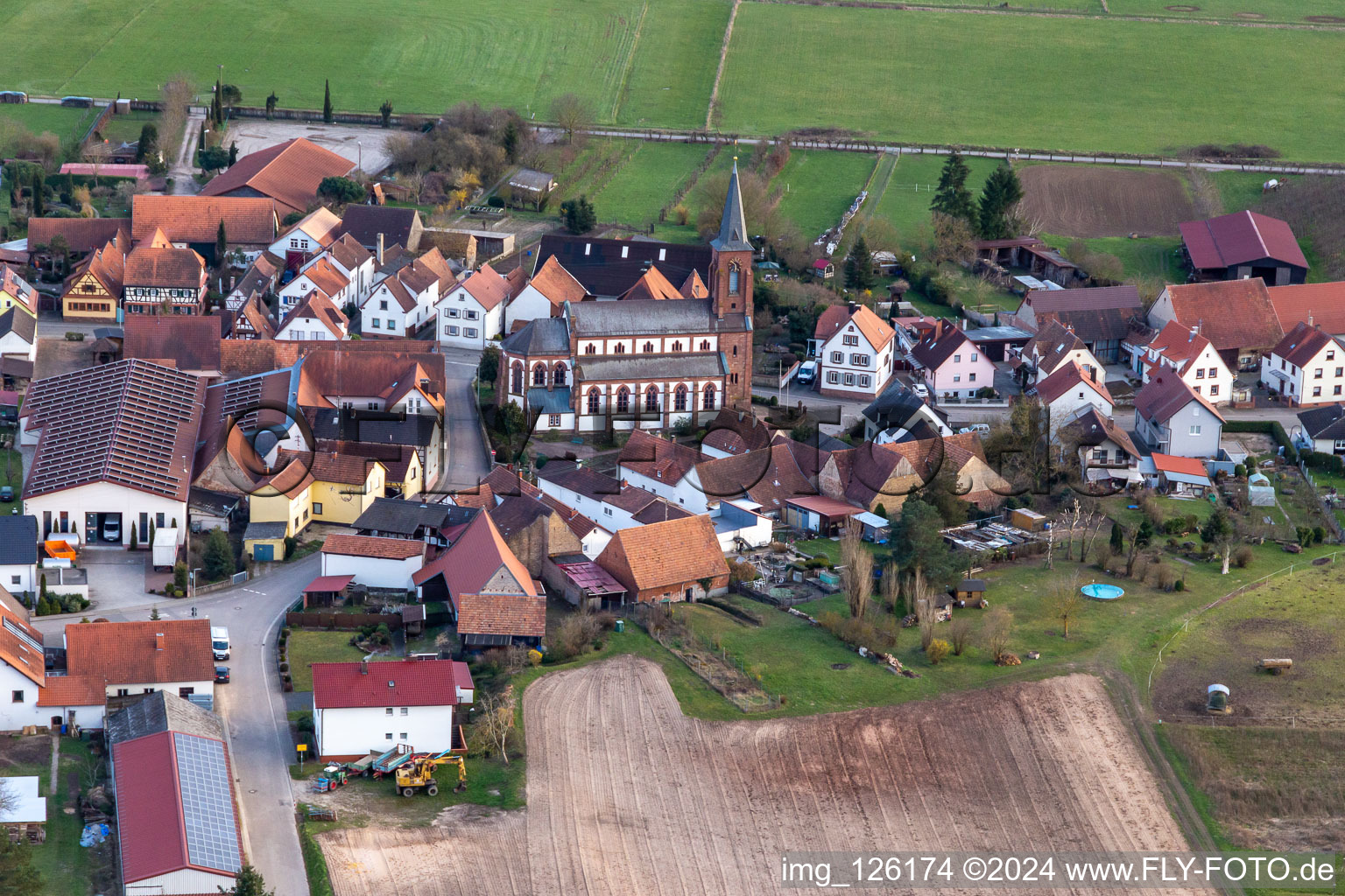 Schweighofen in the state Rhineland-Palatinate, Germany from the drone perspective