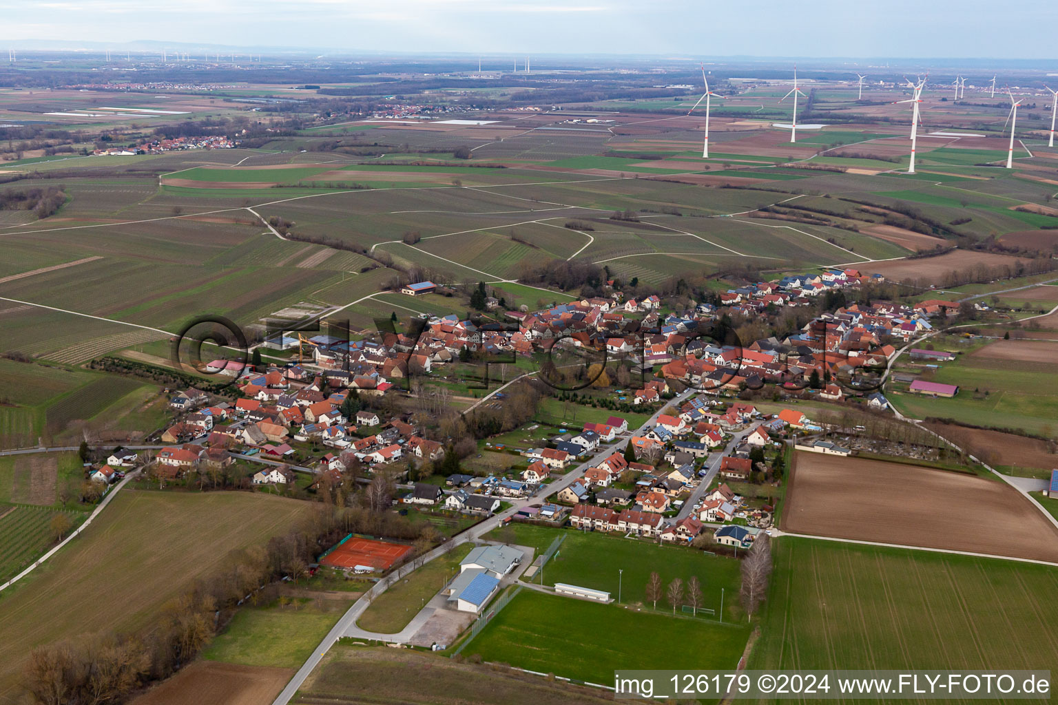 Drone recording of Dierbach in the state Rhineland-Palatinate, Germany