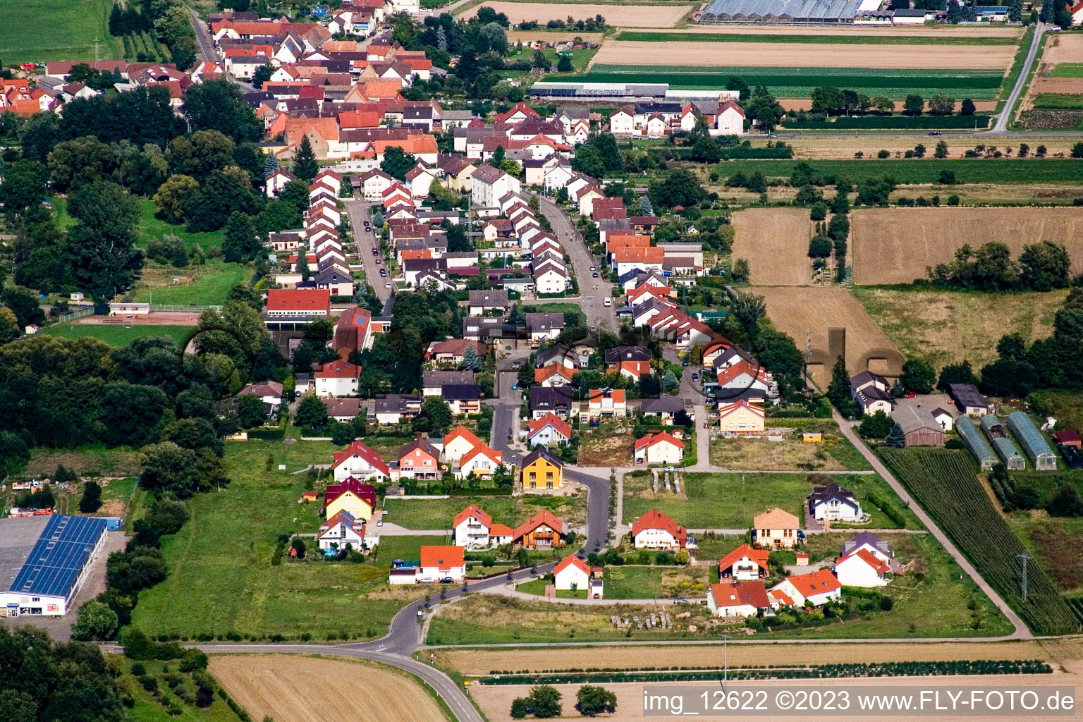 New development area SW in Geinsheim in the state Rhineland-Palatinate, Germany