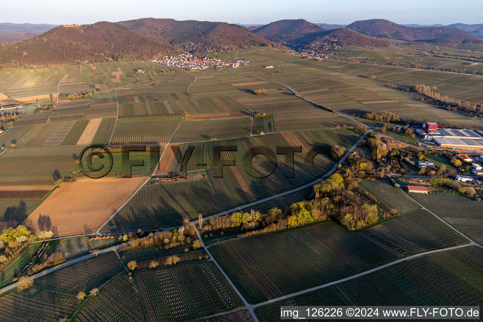 Aalmühl valley in front of Eschbach on the edge of the Haardt in Göcklingen in the state Rhineland-Palatinate, Germany