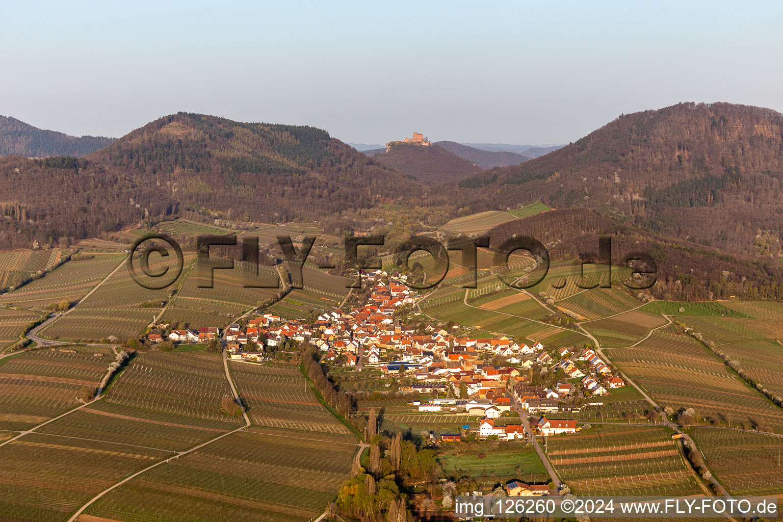 In front of the Trifels in Ranschbach in the state Rhineland-Palatinate, Germany