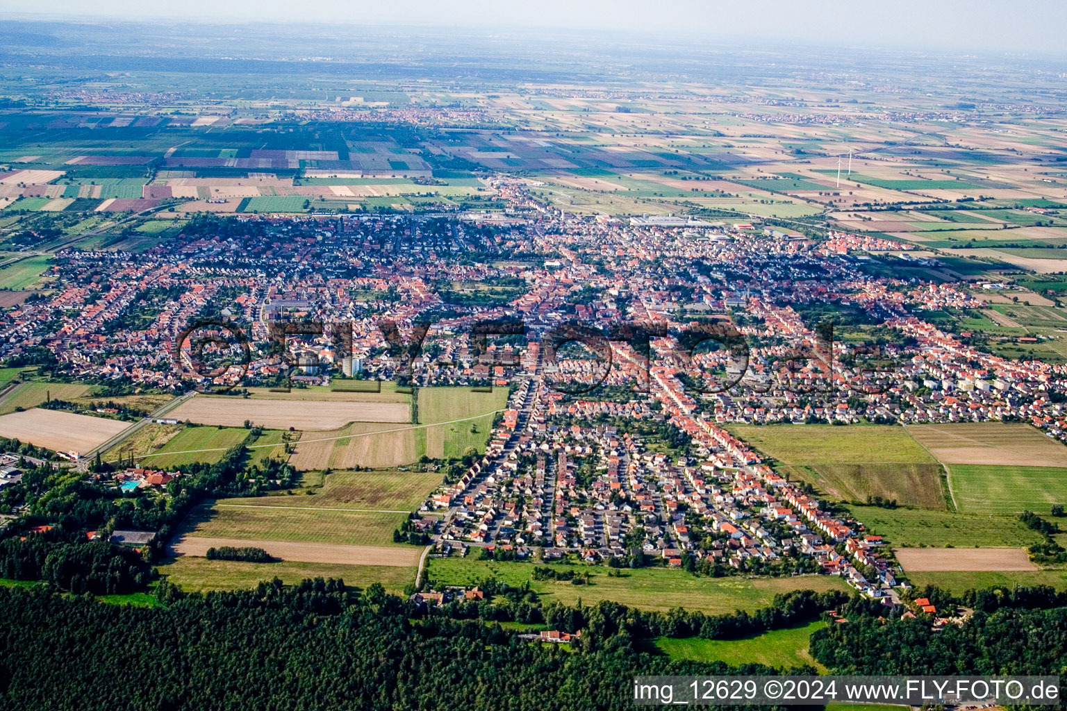 Haßloch in the state Rhineland-Palatinate, Germany seen from a drone