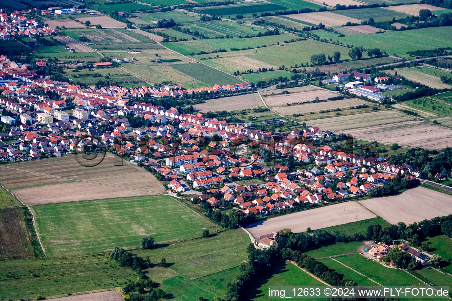 Oblique view of Haßloch in the state Rhineland-Palatinate, Germany