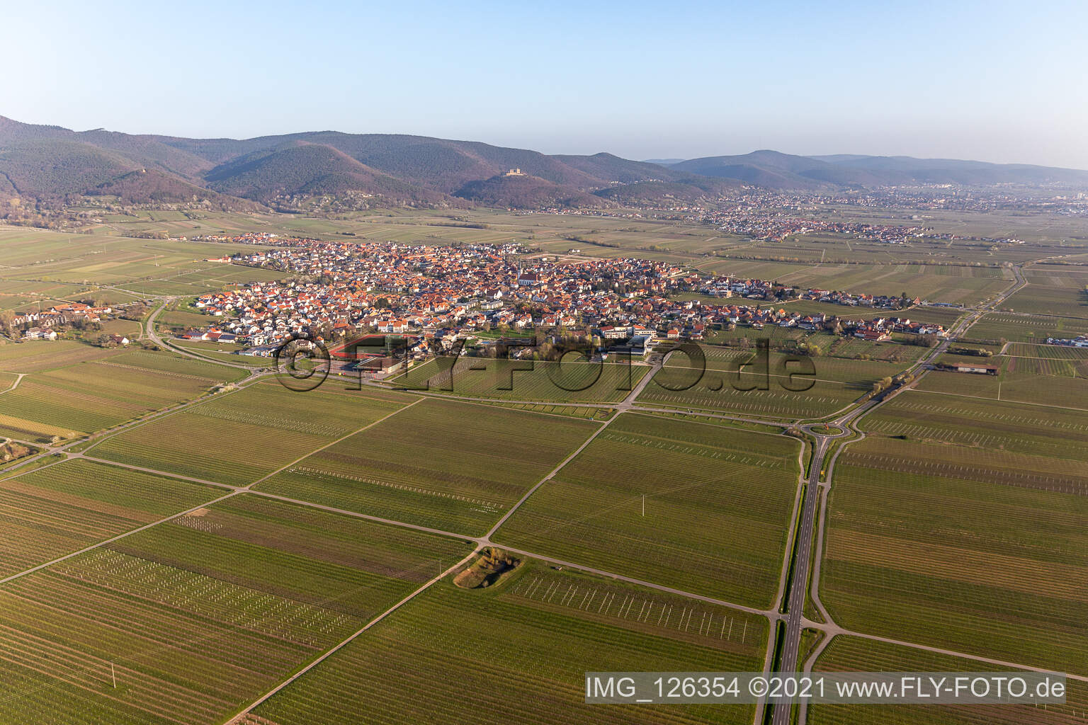 Maikammer in the state Rhineland-Palatinate, Germany from a drone