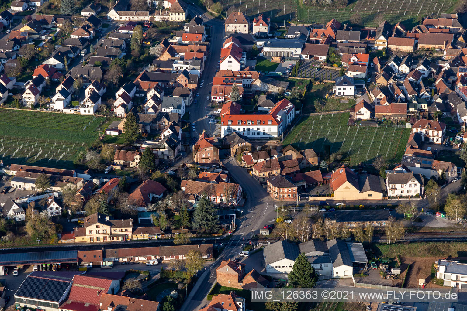 Railway Street in Edesheim in the state Rhineland-Palatinate, Germany