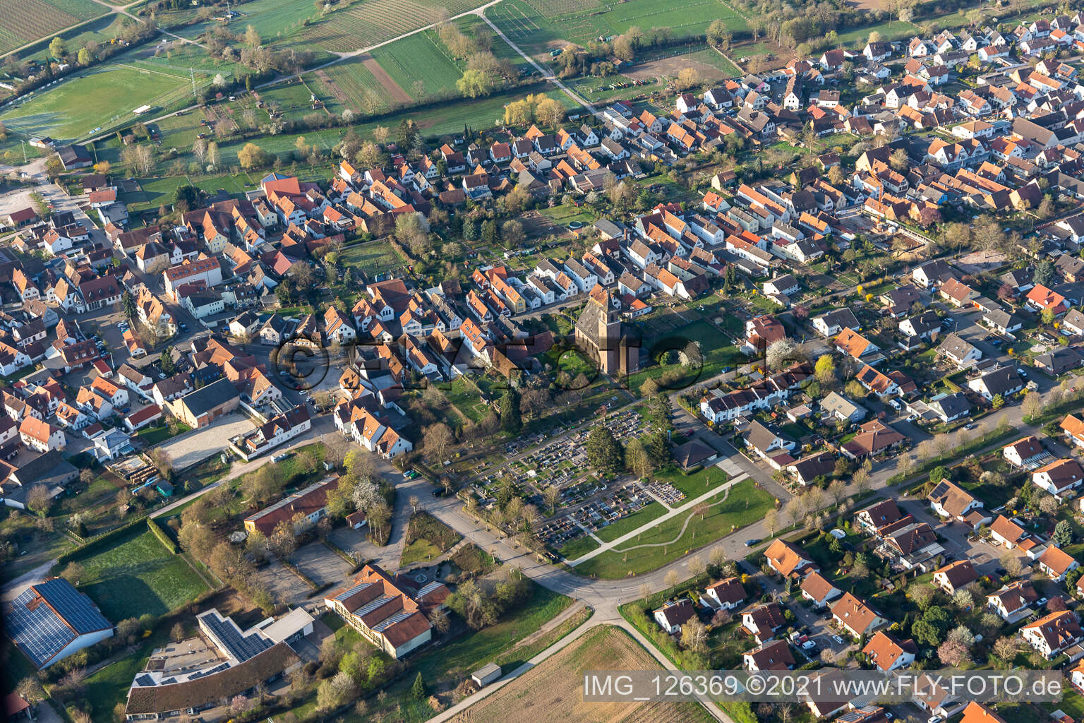 Cemetery in Essingen in the state Rhineland-Palatinate, Germany