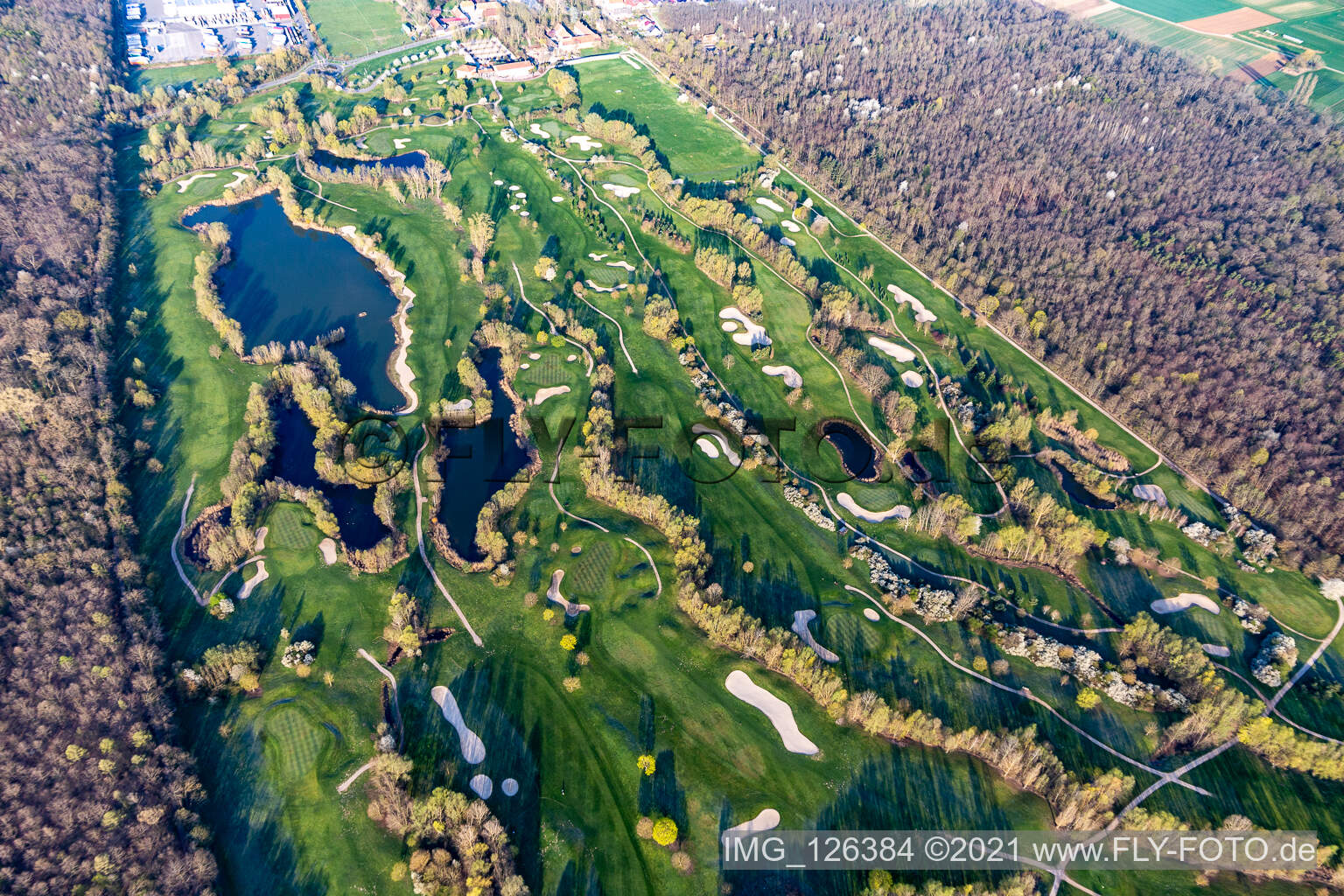 Oblique view of Golf Course Landgut Dreihof - GOLF Absolute in the district Dreihof in Essingen in the state Rhineland-Palatinate, Germany