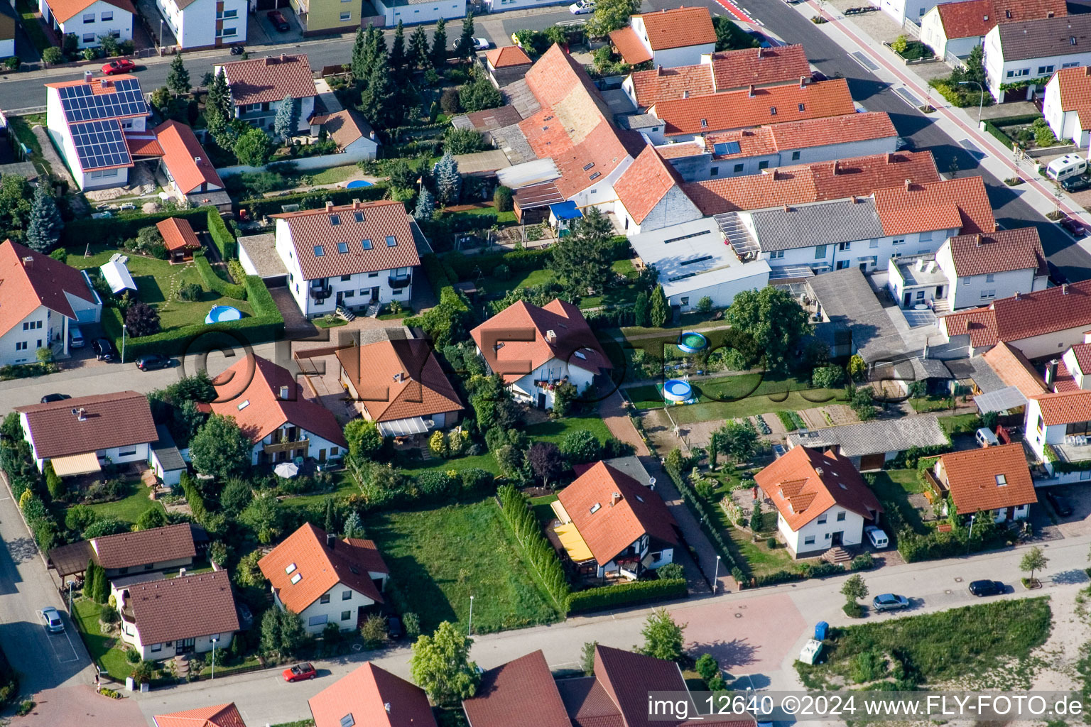 Bird's eye view of Haßloch in the state Rhineland-Palatinate, Germany