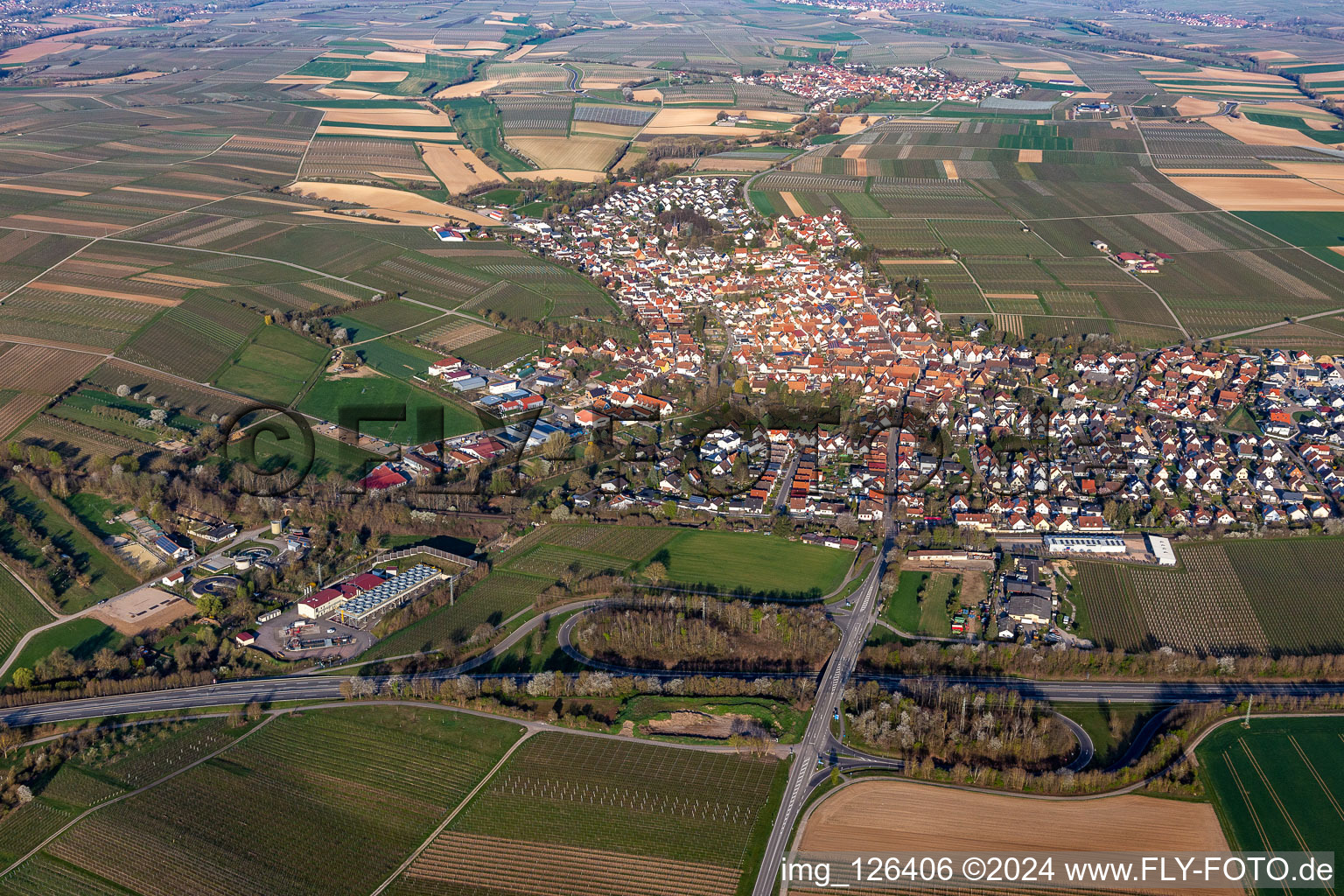 Aerial photograpy of Geothermal power plant in Insheim in the state Rhineland-Palatinate, Germany