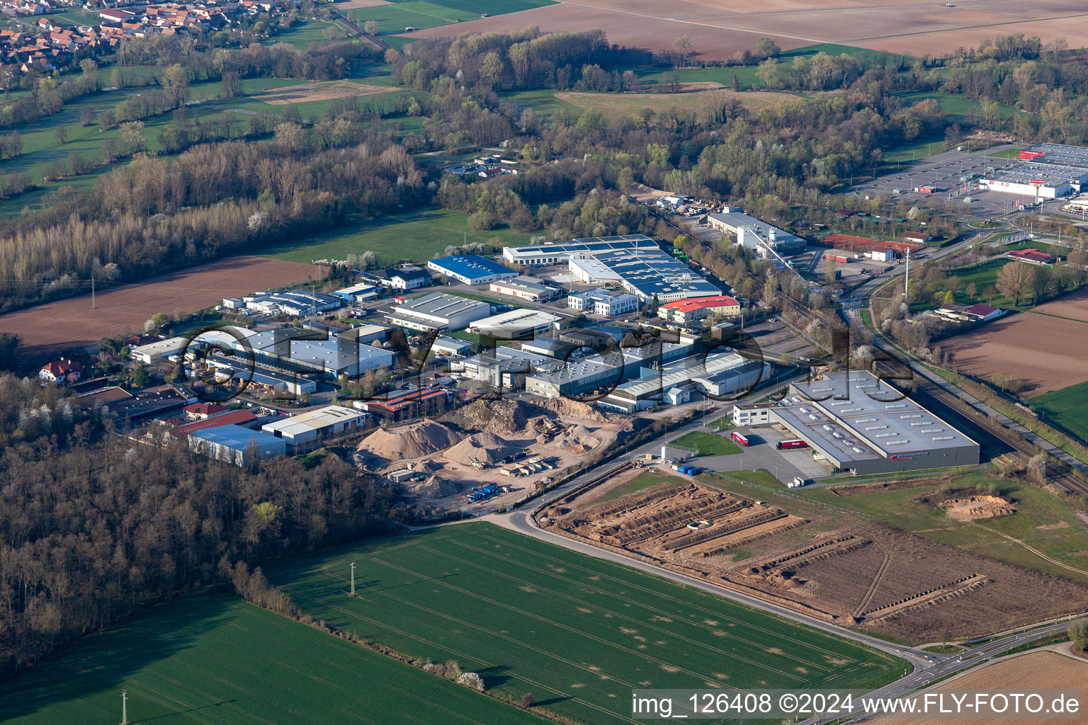 Industrial area west with Eichenlaub logistics in Rohrbach in the state Rhineland-Palatinate, Germany