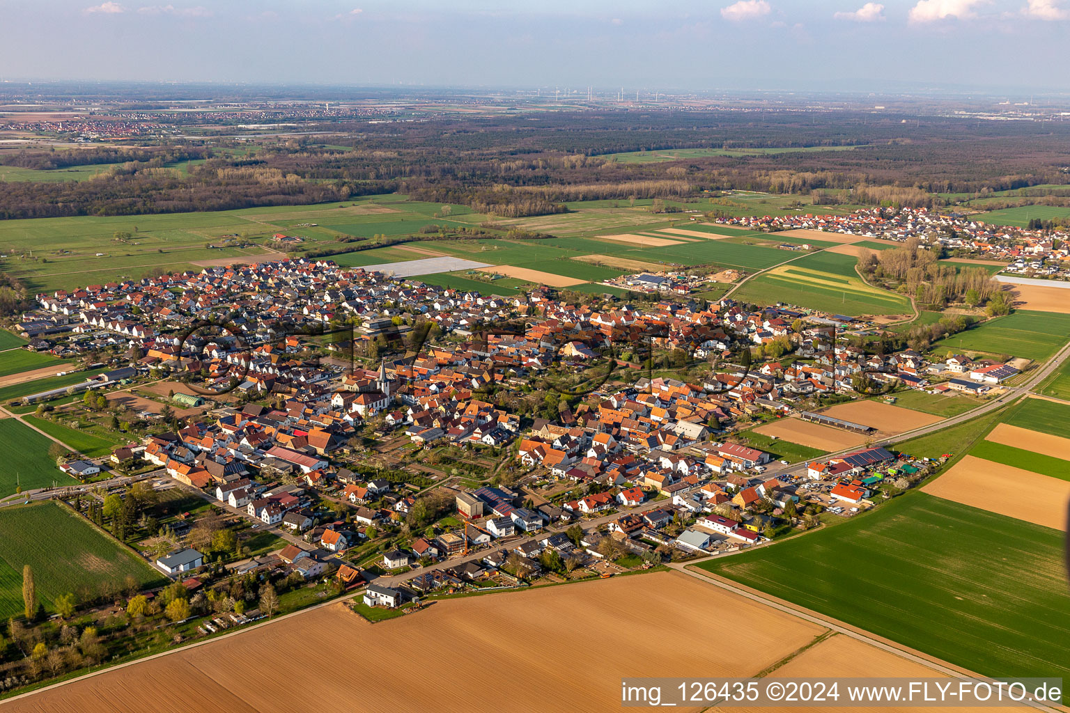 District Ottersheim in Ottersheim bei Landau in the state Rhineland-Palatinate, Germany from above