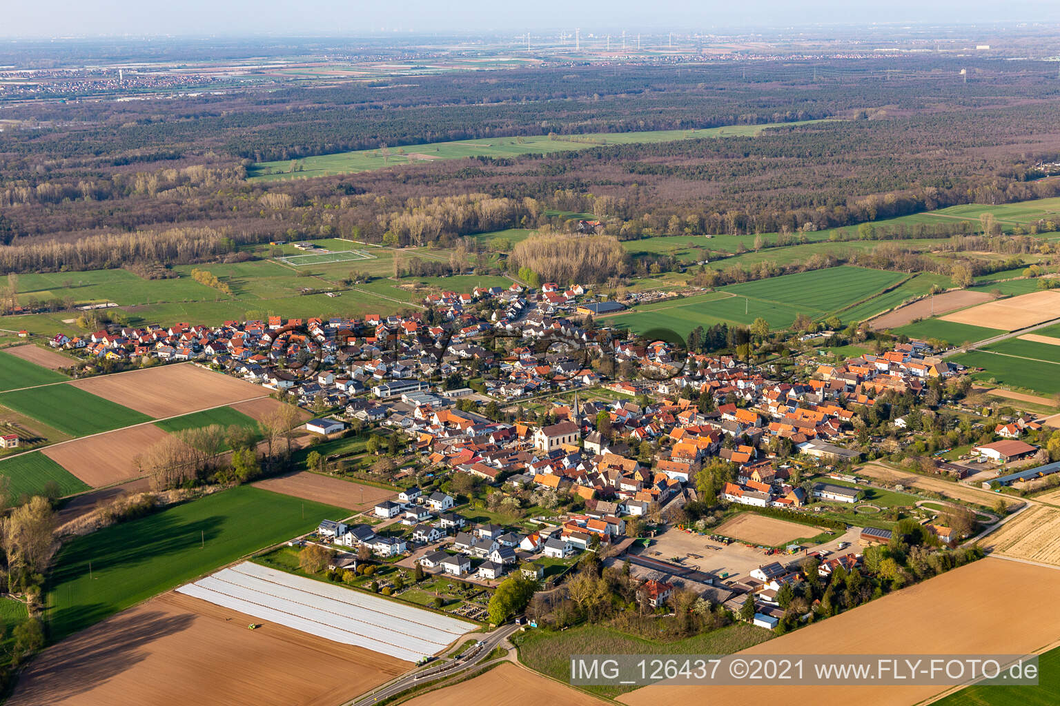 Knittelsheim in the state Rhineland-Palatinate, Germany from above